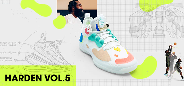 A quinta geração Harden Vol.5A adidas e James Harden vão lançar a quinta geração de sapatilhas da nova estrela dos NETS, a Harden Vol.5